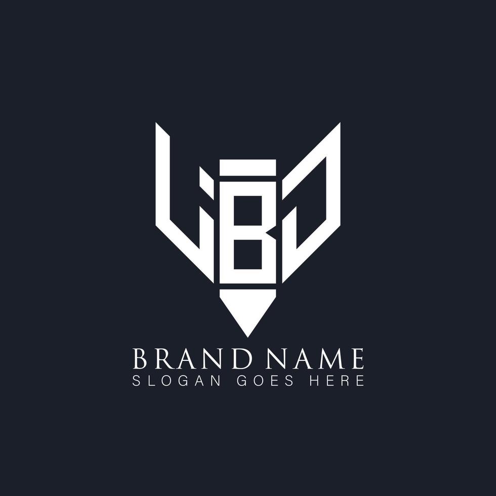 LBD letter logo design on black background. LBD creative monogram pencil book initials letter logo concept. LBD Unique modern flat abstract vector logo design.