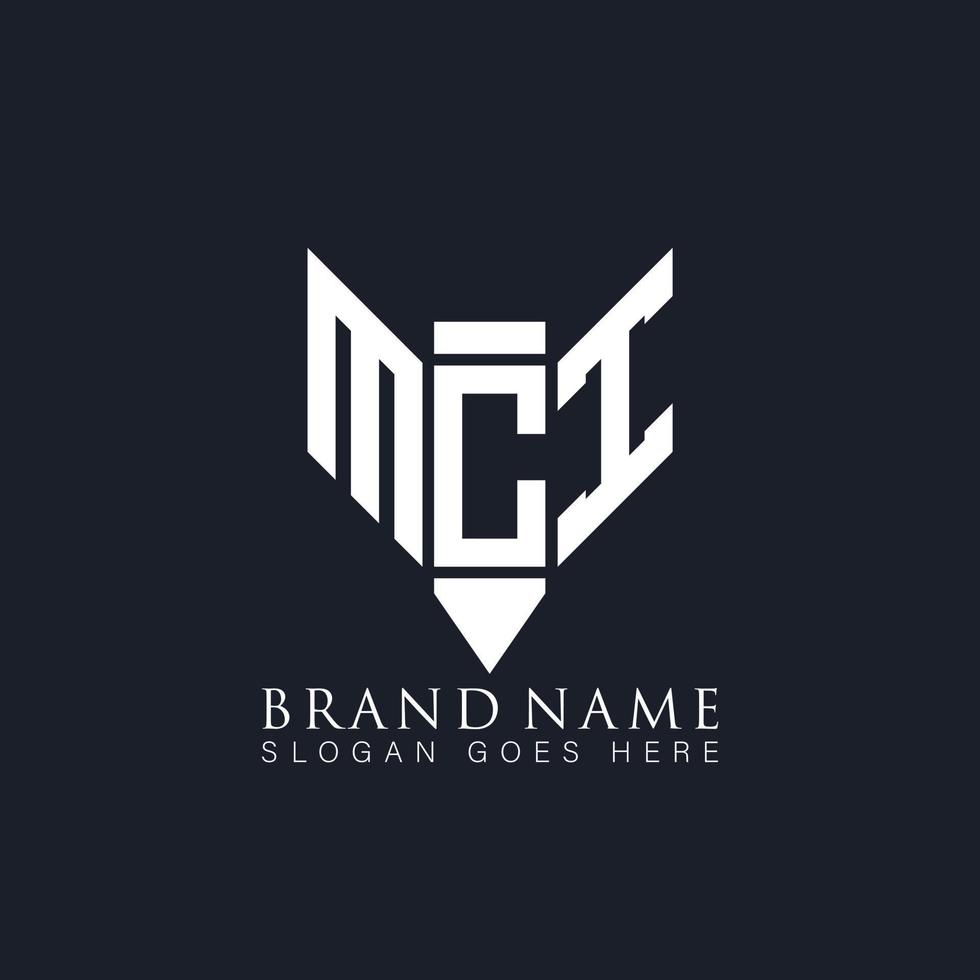 diseño de logotipo de letra mci sobre fondo negro. mci creative monogram lápiz libro iniciales letra logo concepto. mci diseño de logotipo de vector abstracto plano moderno único.