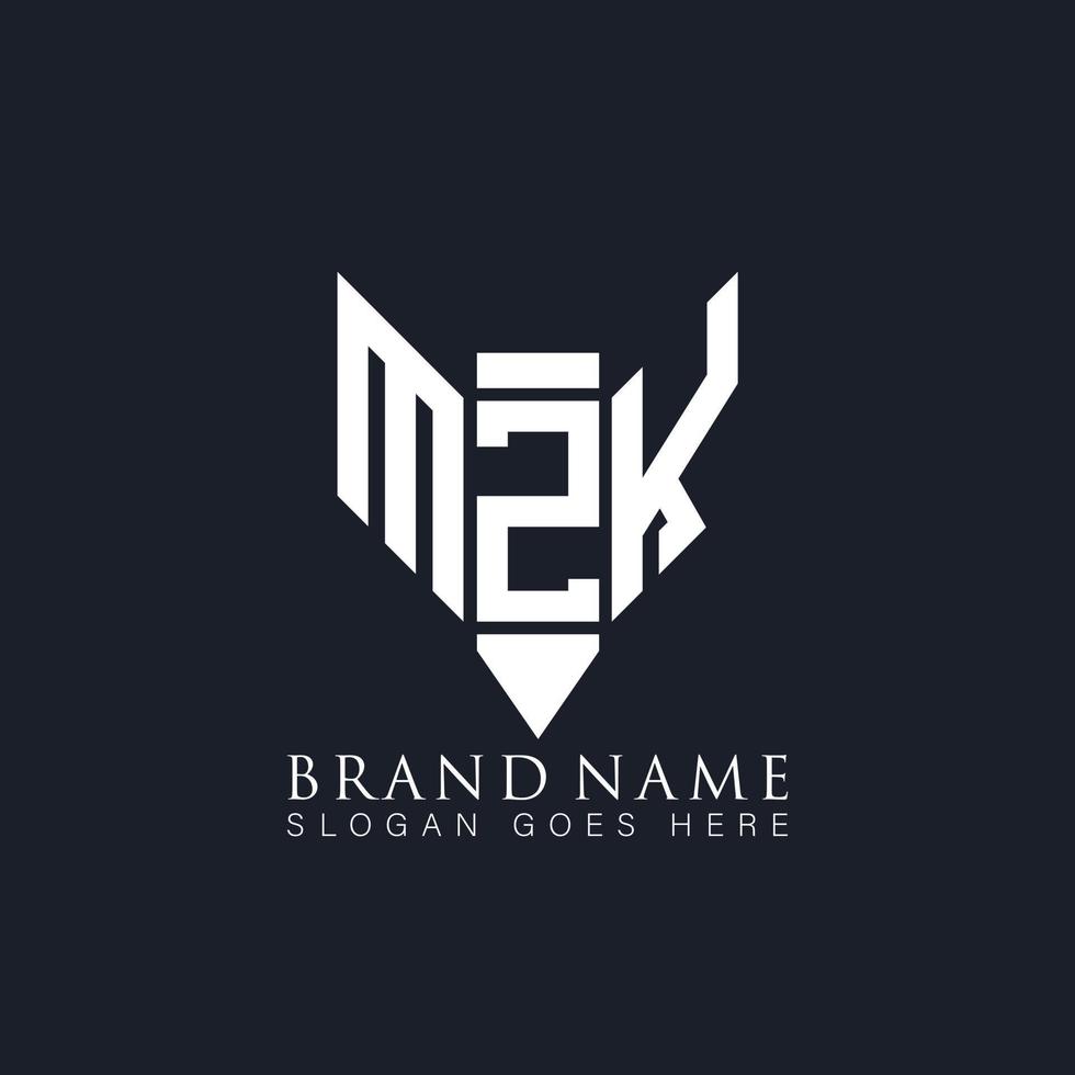 MZK letter logo design on black background. MZK creative monogram pencil  initials letter logo concept. MZK Unique modern flat abstract vector logo design.