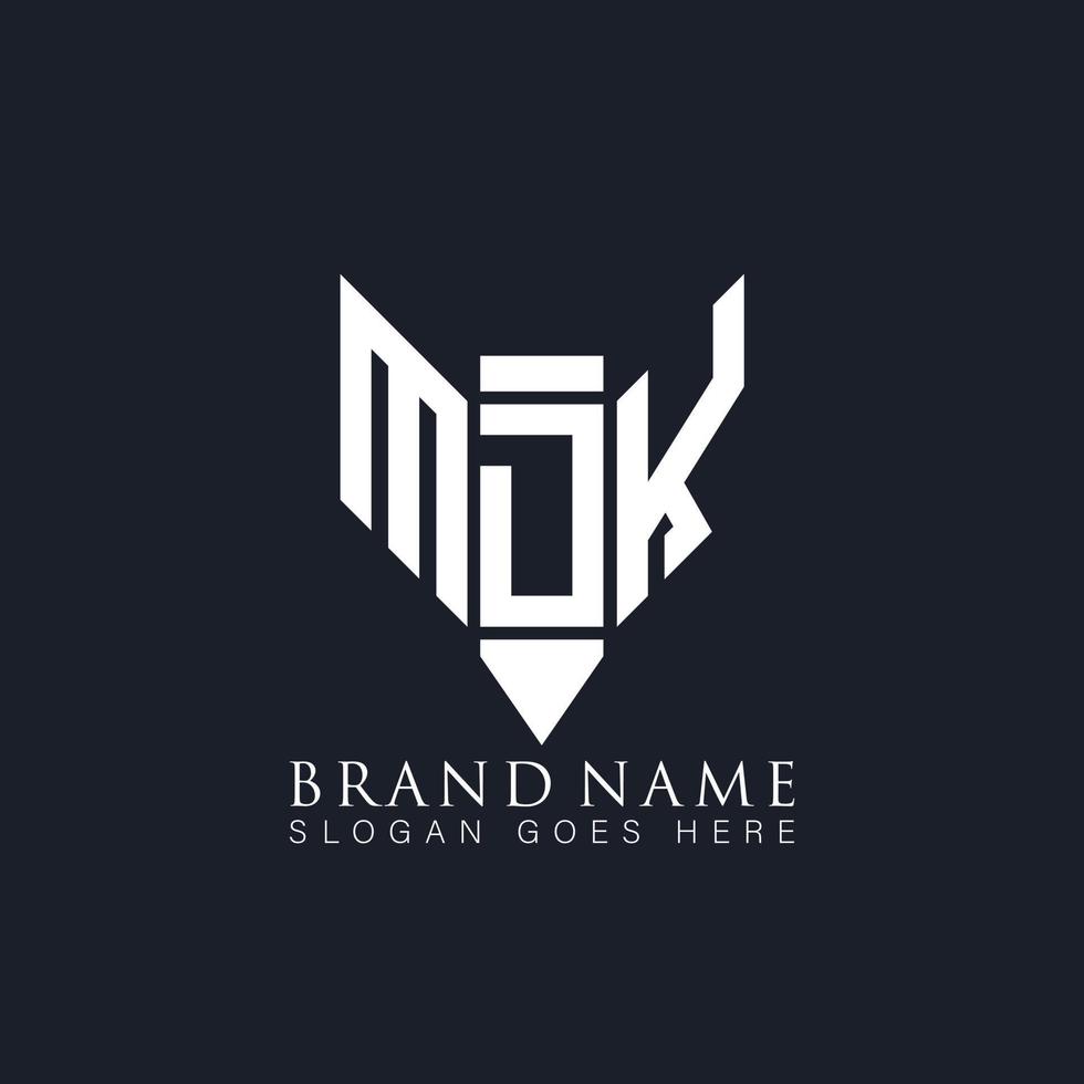 diseño de logotipo de letra mdk sobre fondo negro. mdk creative monogram lápiz libro iniciales letra logo concepto. mdk diseño de logotipo de vector abstracto plano moderno único.