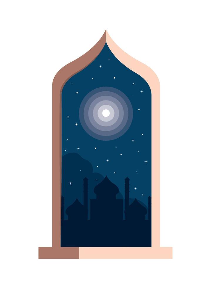 arab mosque night vector