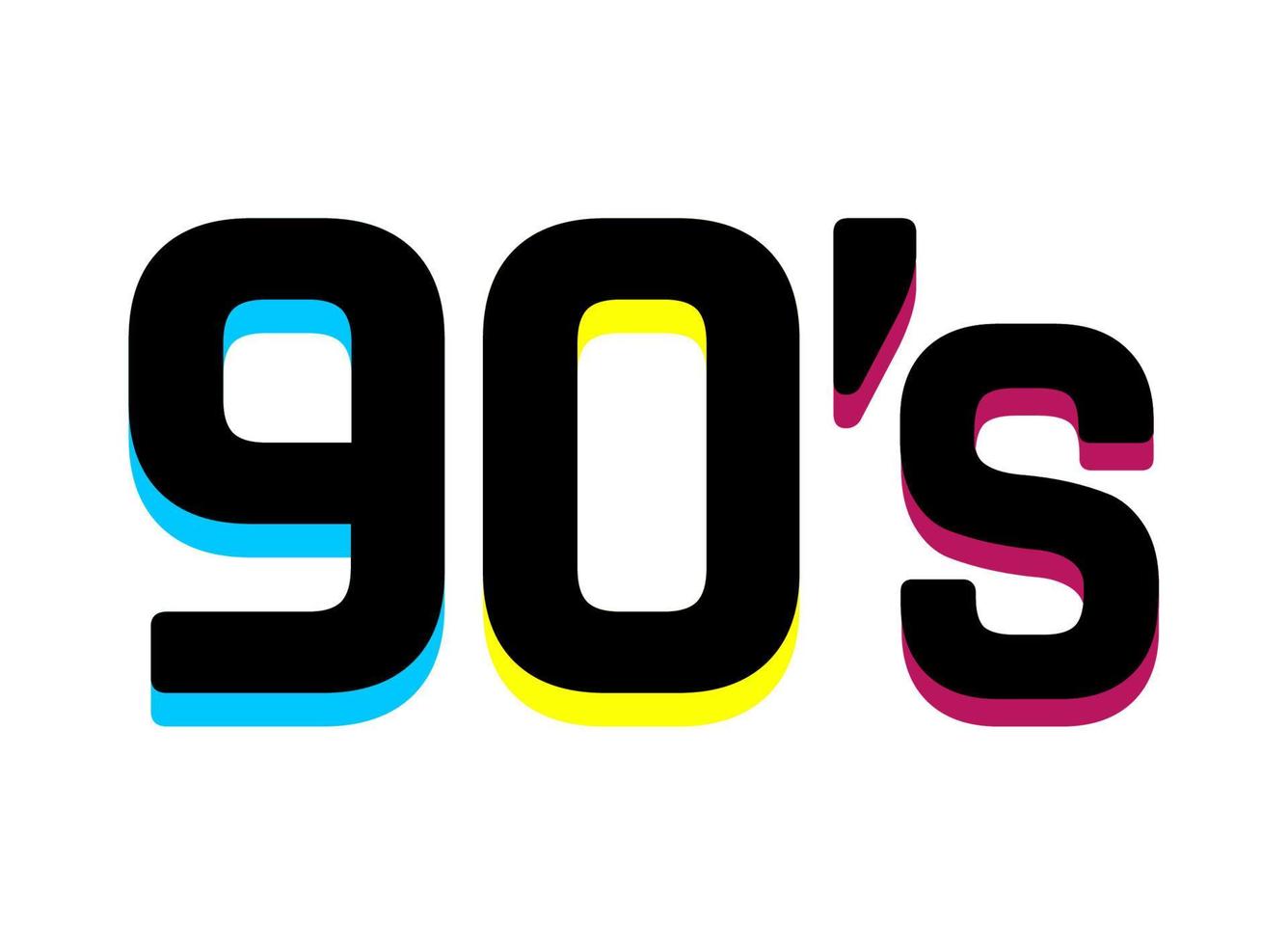 90s with neon shadow vector