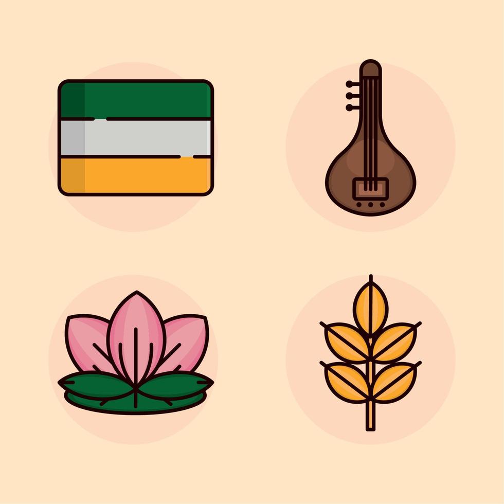 indian culture icons collection vector