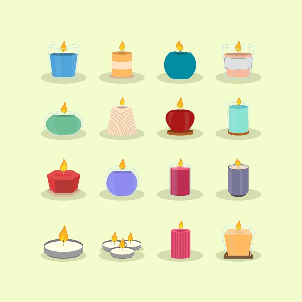 set of burning candles vector