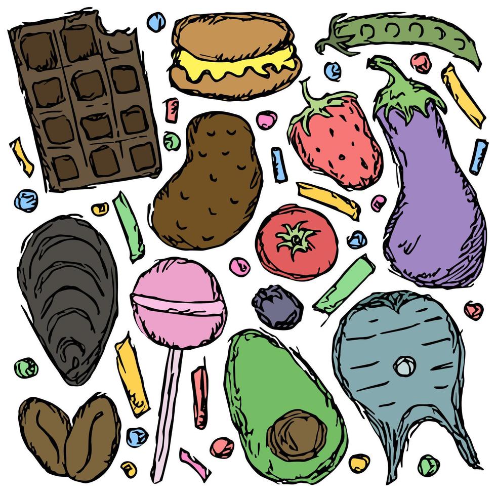 food icons. Vector food background