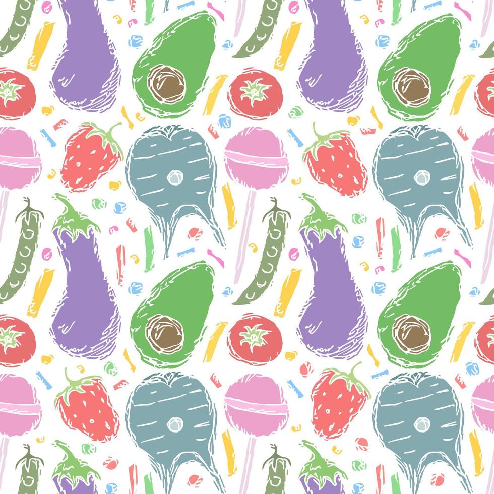 Seamless food pattern. Doodle food background vector