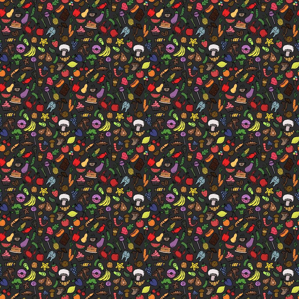 Seamless food pattern. Doodle food background vector