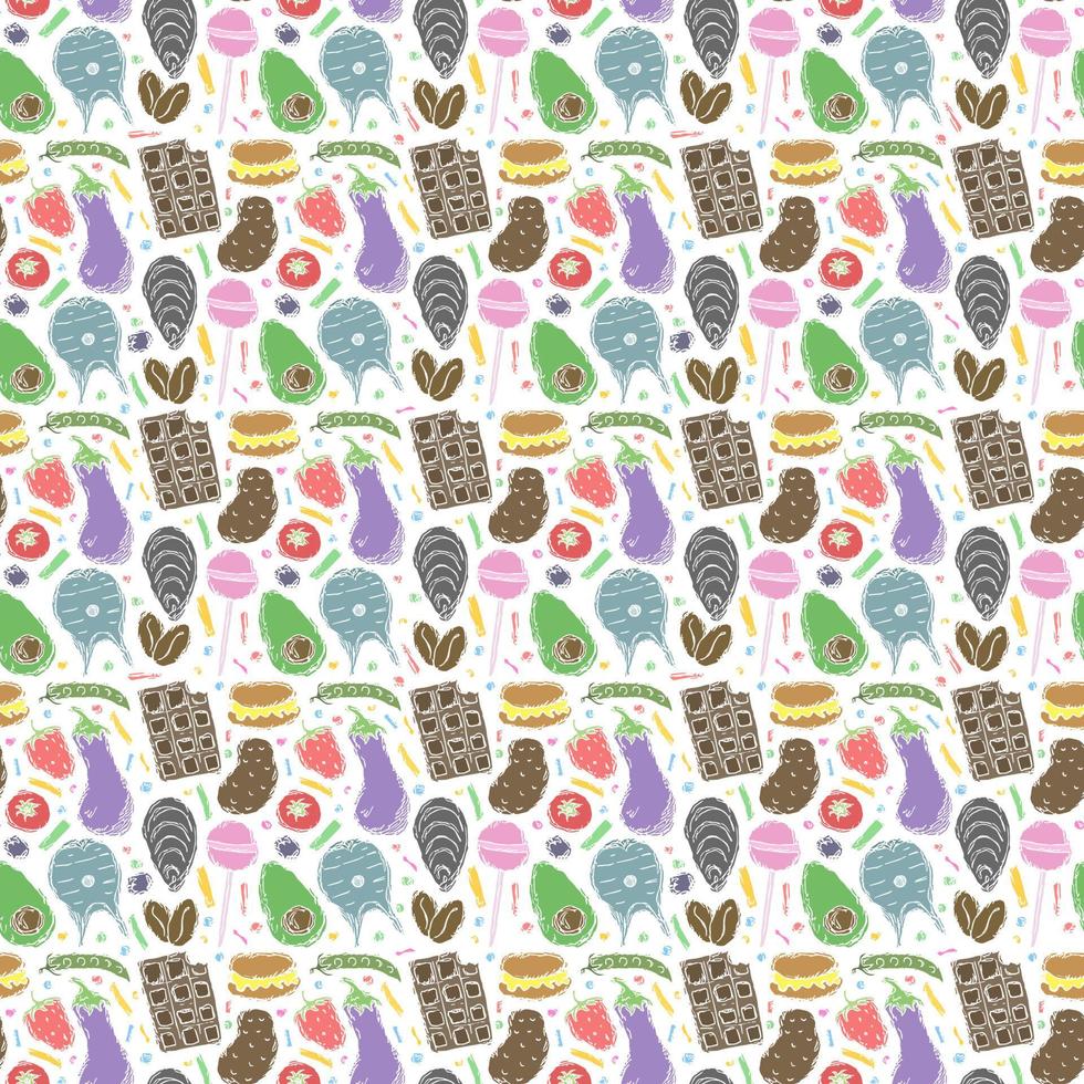 Seamless food pattern. Doodle food background vector