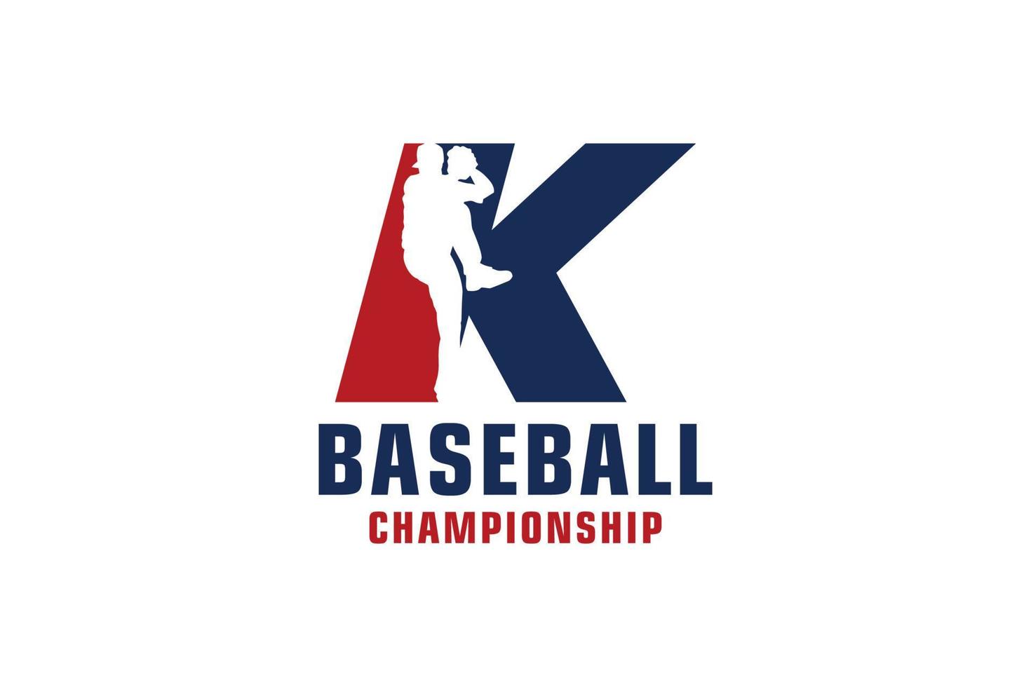 Letter K with Baseball Logo Design. Vector Design Template Elements for Sport Team or Corporate Identity.