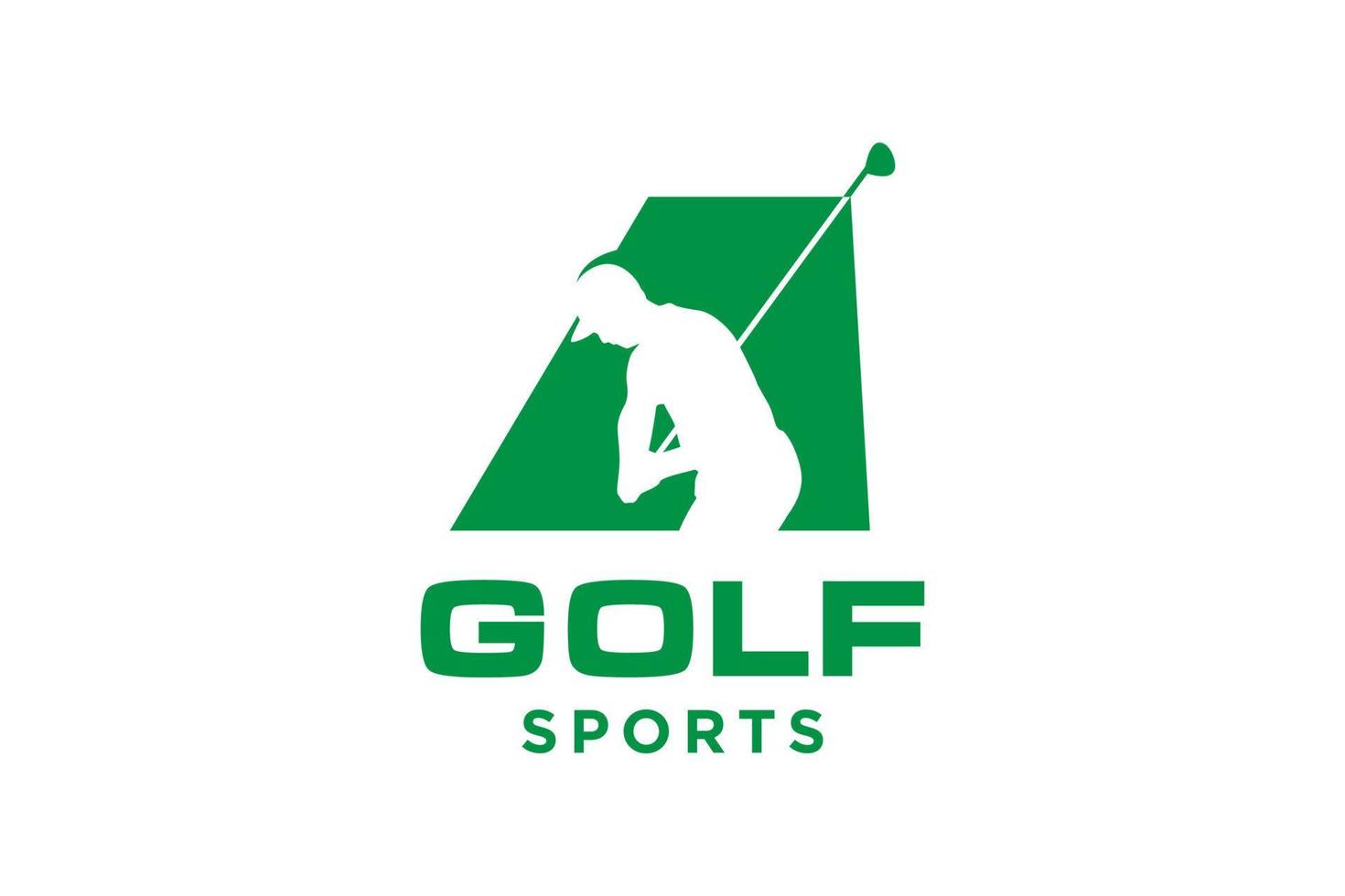 logotipo de icono de letra del alfabeto a para plantilla de vector de diseño de logotipo de golf, etiqueta vectorial de golf, logotipo de campeonato de golf, ilustración, icono creativo, concepto de diseño
