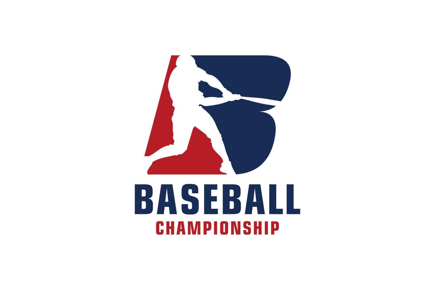 letra b con diseño de logotipo de béisbol. elementos de plantilla de diseño vectorial para equipo deportivo o identidad corporativa. vector