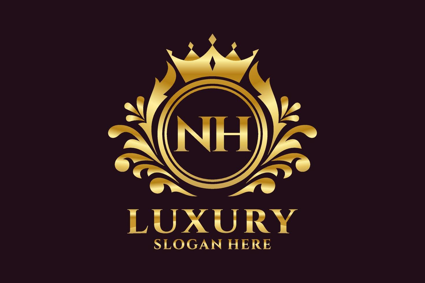 Initial NH Letter Royal Luxury Logo template in vector art for luxurious branding projects and other vector illustration.