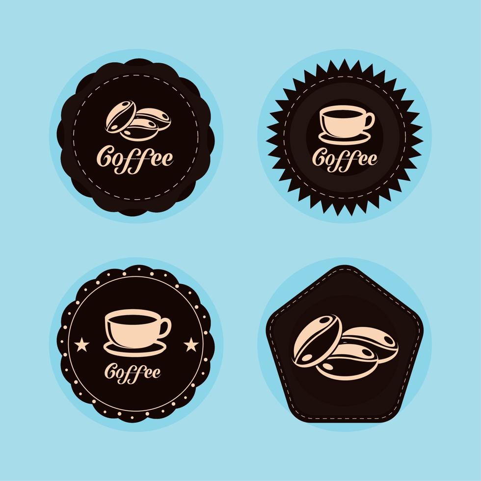 icons set coffee labels vector