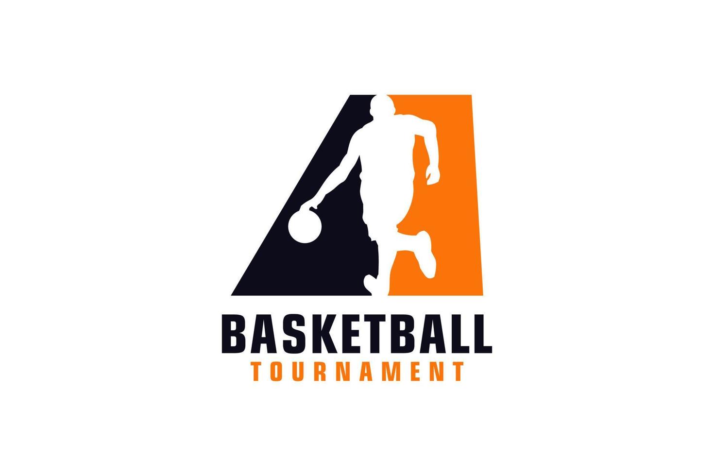 Letter A with Basketball Logo Design. Vector Design Template Elements for Sport Team or Corporate Identity.