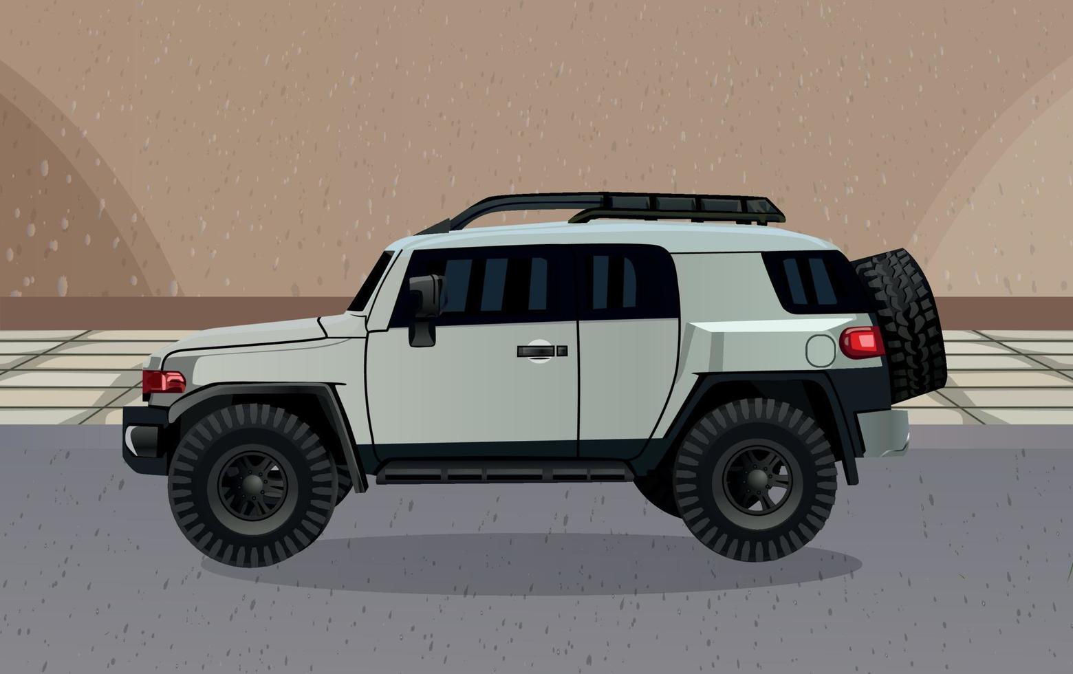 SUV car on the road Side View vector