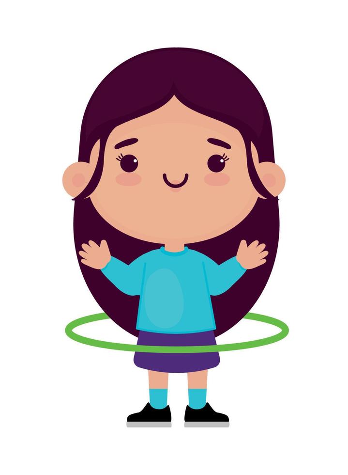 chica kawaii con hula hoop vector