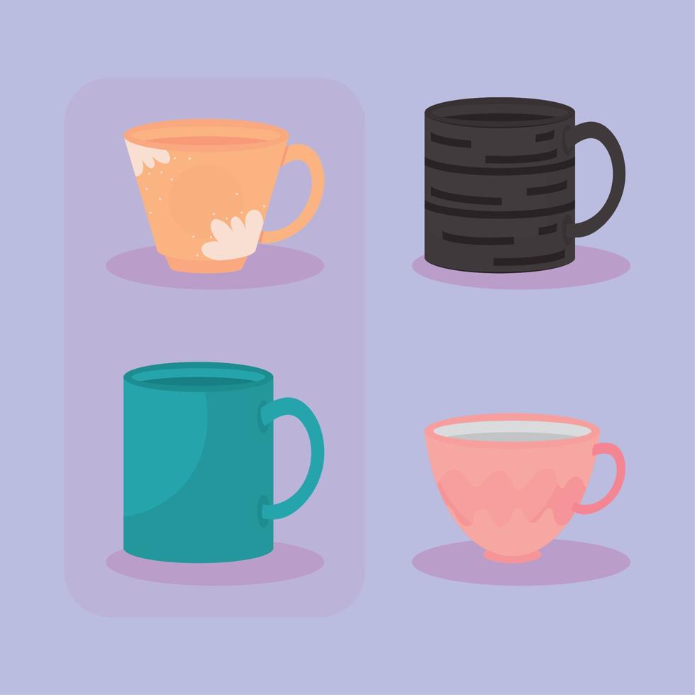 icons set ceramic cups vector