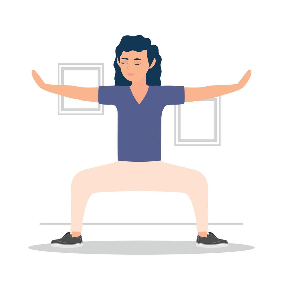 chica practicando yoga vector