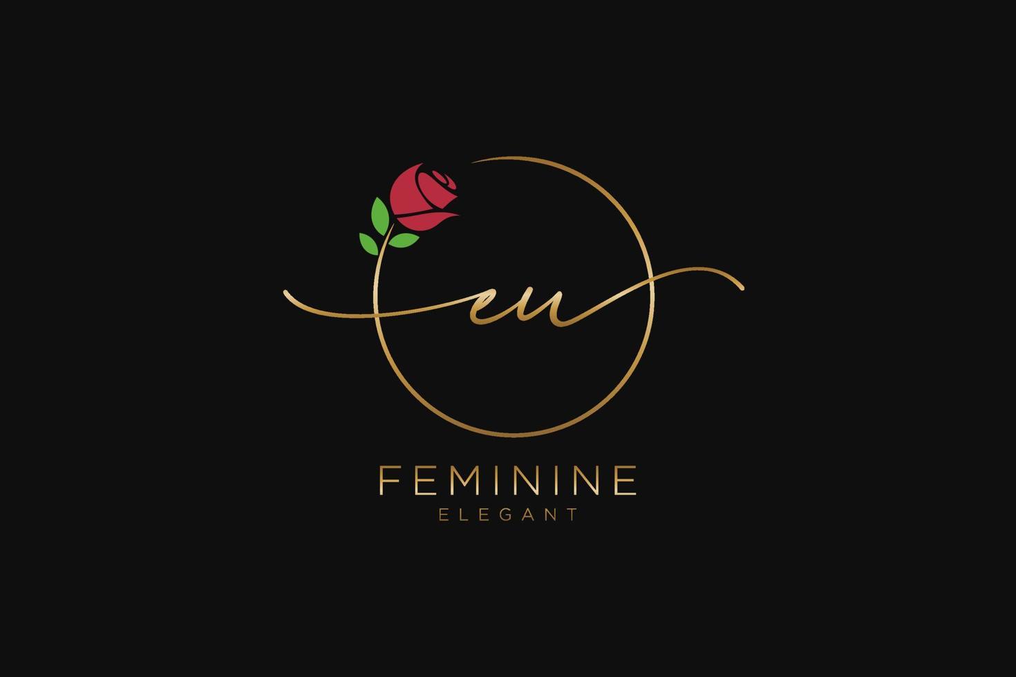 initial EU Feminine logo beauty monogram and elegant logo design, handwriting logo of initial signature, wedding, fashion, floral and botanical with creative template. vector