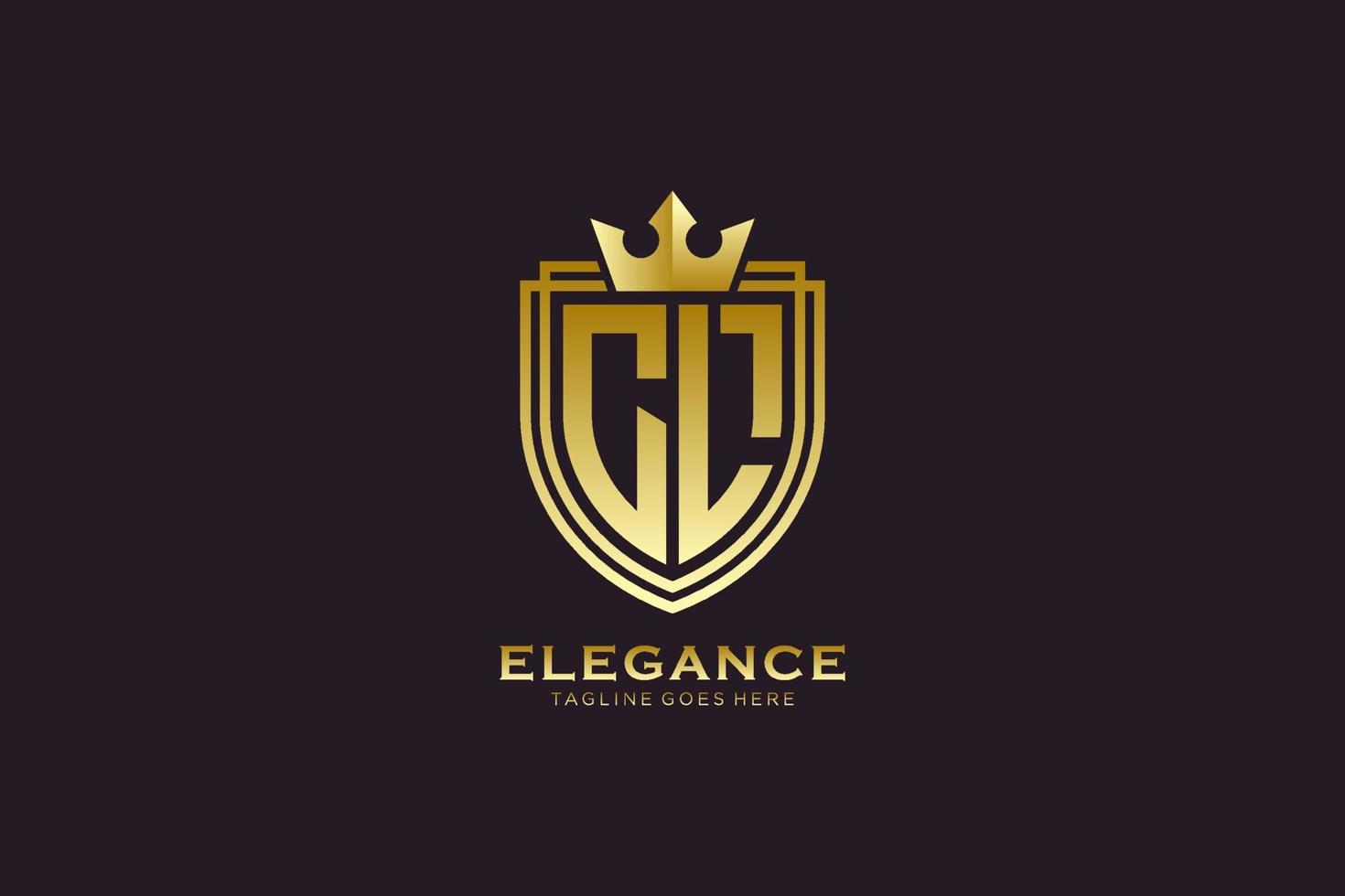 initial CL elegant luxury monogram logo or badge template with scrolls and royal crown - perfect for luxurious branding projects vector
