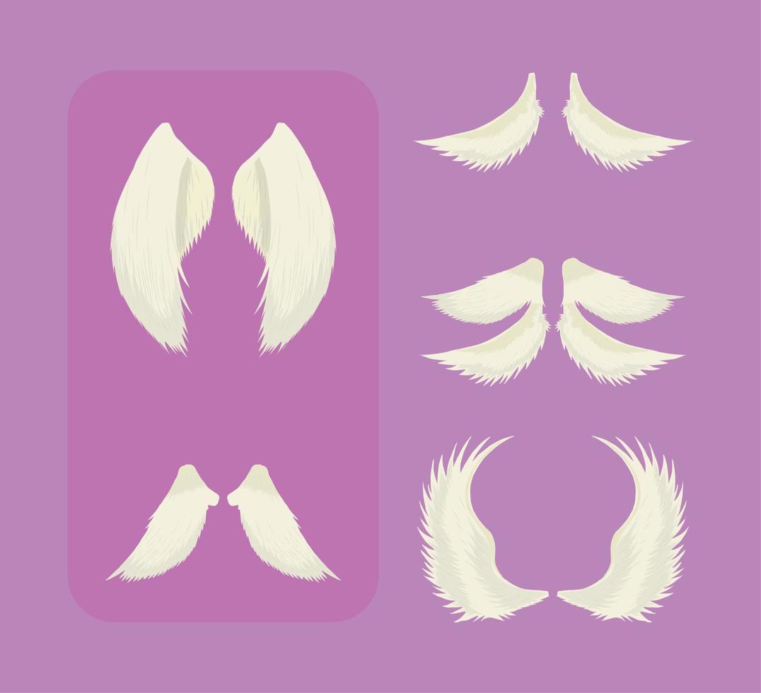 icons set angel wings vector