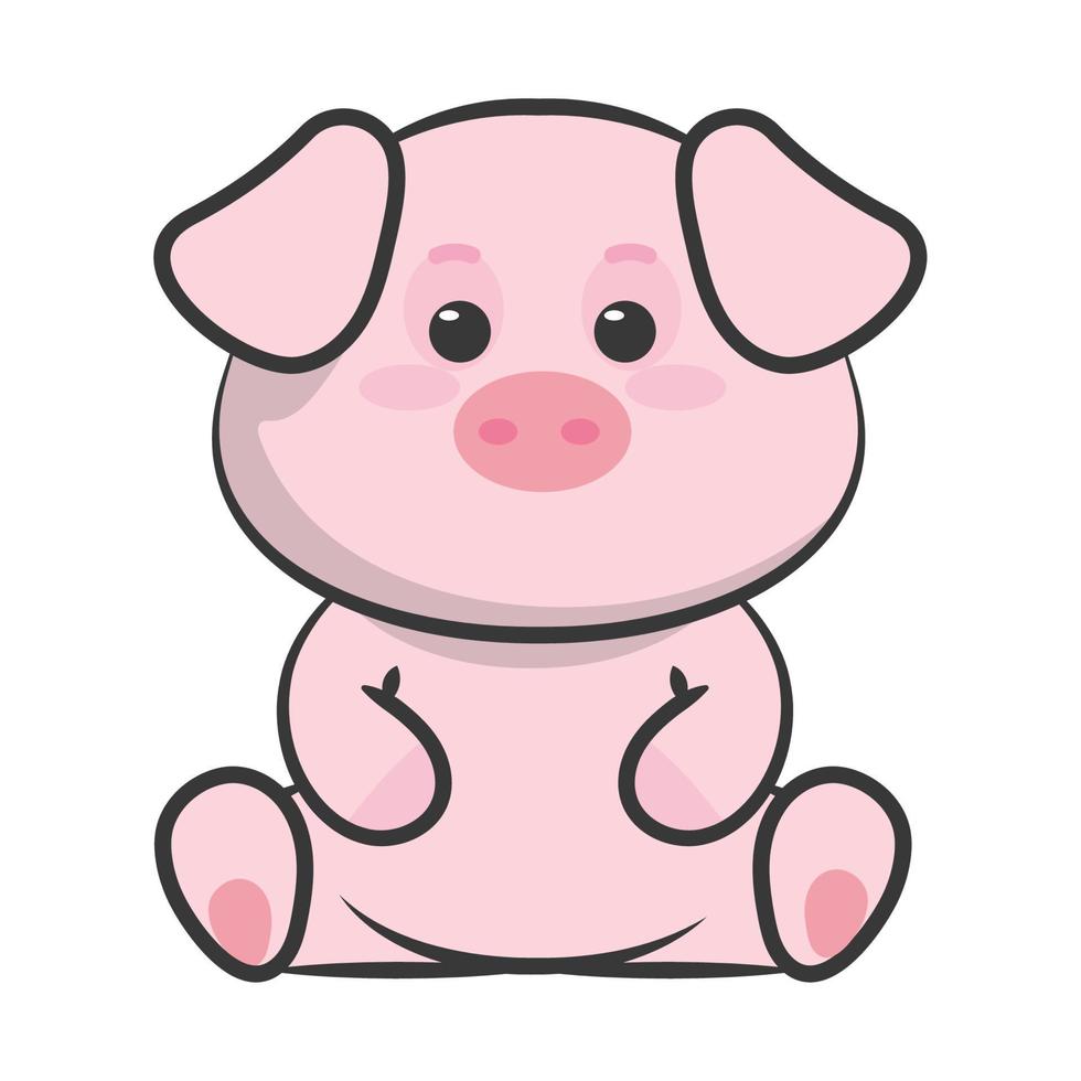cute pig kawaii vector