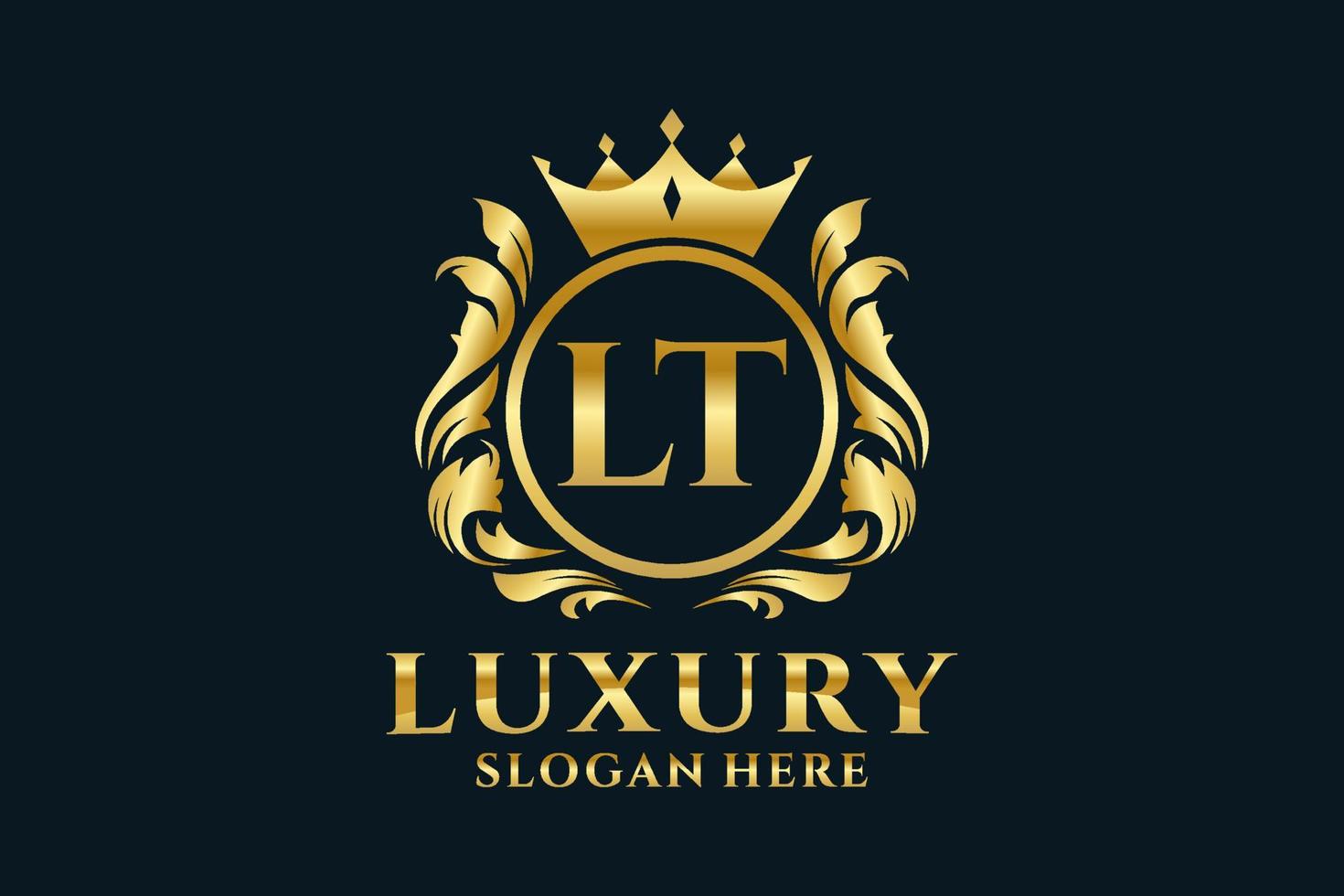 Initial LT Letter Royal Luxury Logo template in vector art for luxurious branding projects and other vector illustration.