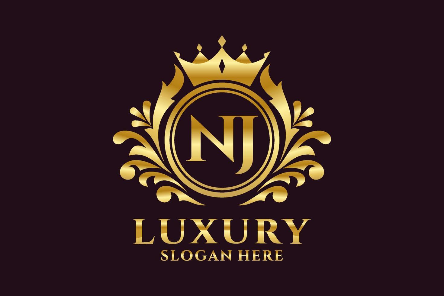 Initial NJ Letter Royal Luxury Logo template in vector art for luxurious branding projects and other vector illustration.