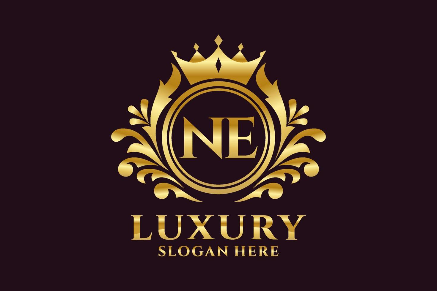 Initial NE Letter Royal Luxury Logo template in vector art for luxurious branding projects and other vector illustration.