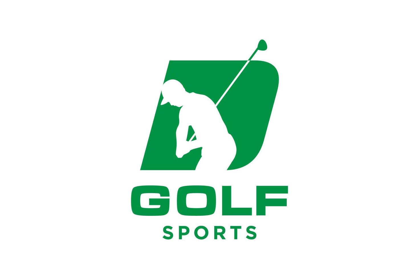 logotipo de icono de letra del alfabeto d para plantilla de vector de diseño de logotipo de golf, etiqueta vectorial de golf, logotipo de campeonato de golf, ilustración, icono creativo, concepto de diseño