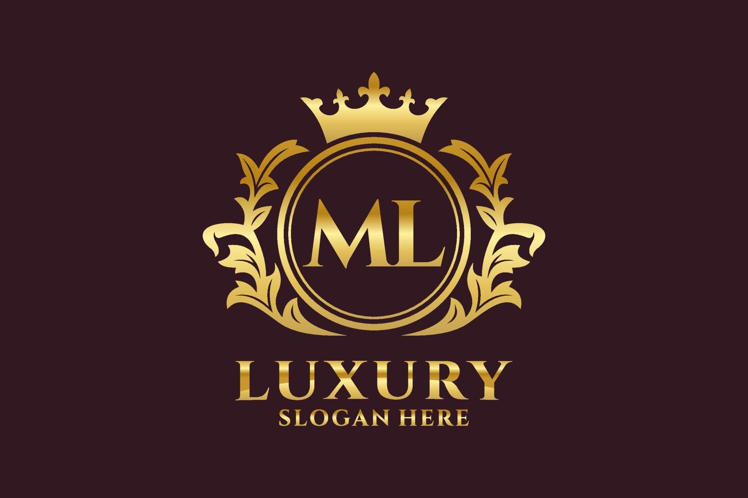 Initial ML Letter Royal Luxury Logo template in vector art for luxurious branding projects and other vector illustration.