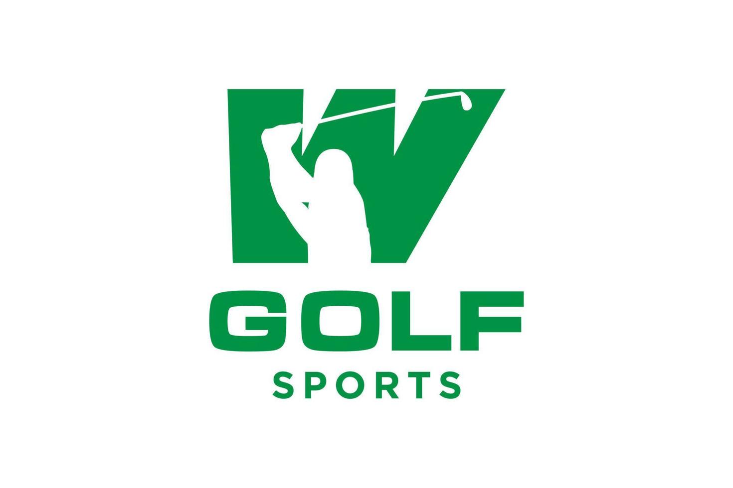 logotipo de icono de letra del alfabeto w para plantilla de vector de diseño de logotipo de golf, etiqueta vectorial de golf, logotipo de campeonato de golf, ilustración, icono creativo, concepto de diseño
