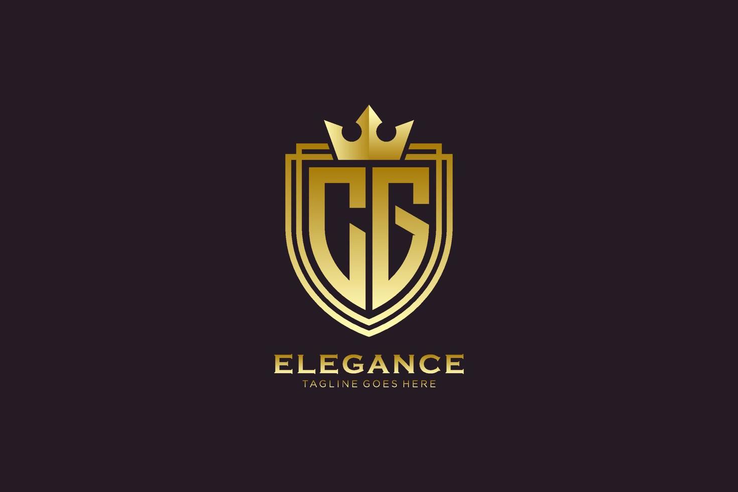initial CG elegant luxury monogram logo or badge template with scrolls and royal crown - perfect for luxurious branding projects vector