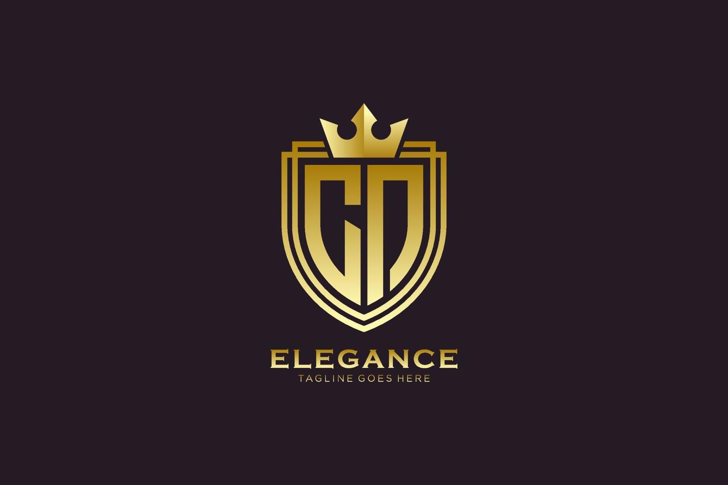 initial CN elegant luxury monogram logo or badge template with scrolls and royal crown - perfect for luxurious branding projects vector