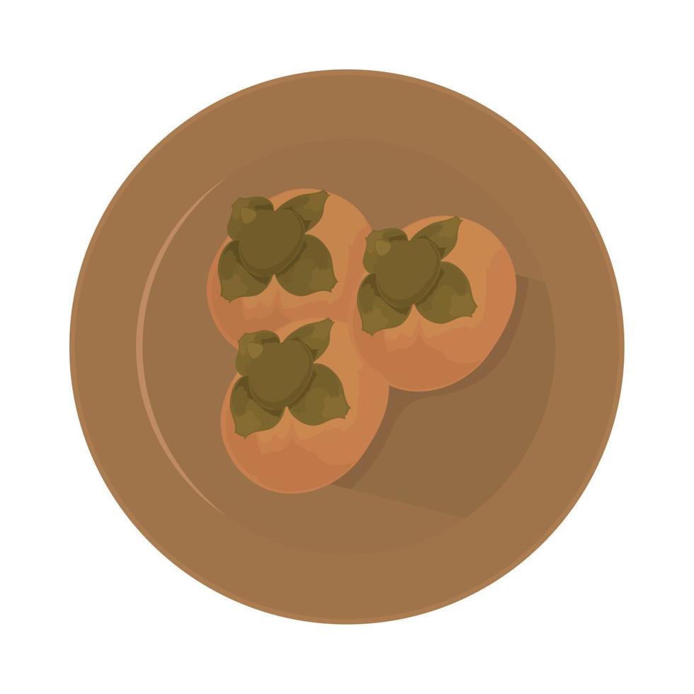 persimmons on a plate vector