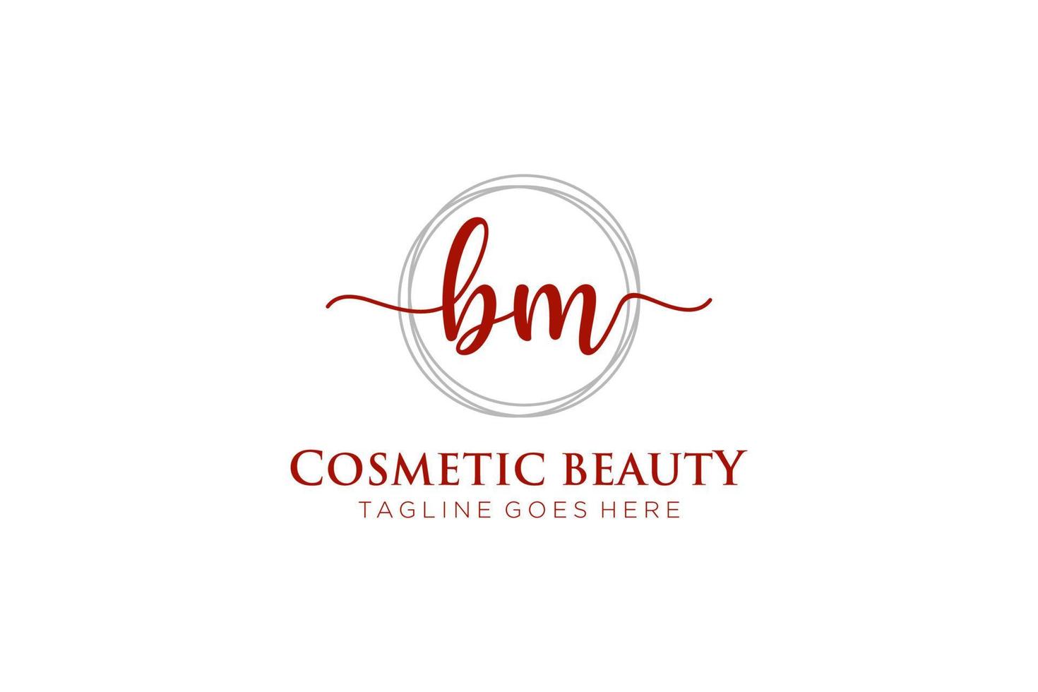 initial BM Feminine logo beauty monogram and elegant logo design, handwriting logo of initial signature, wedding, fashion, floral and botanical with creative template. vector