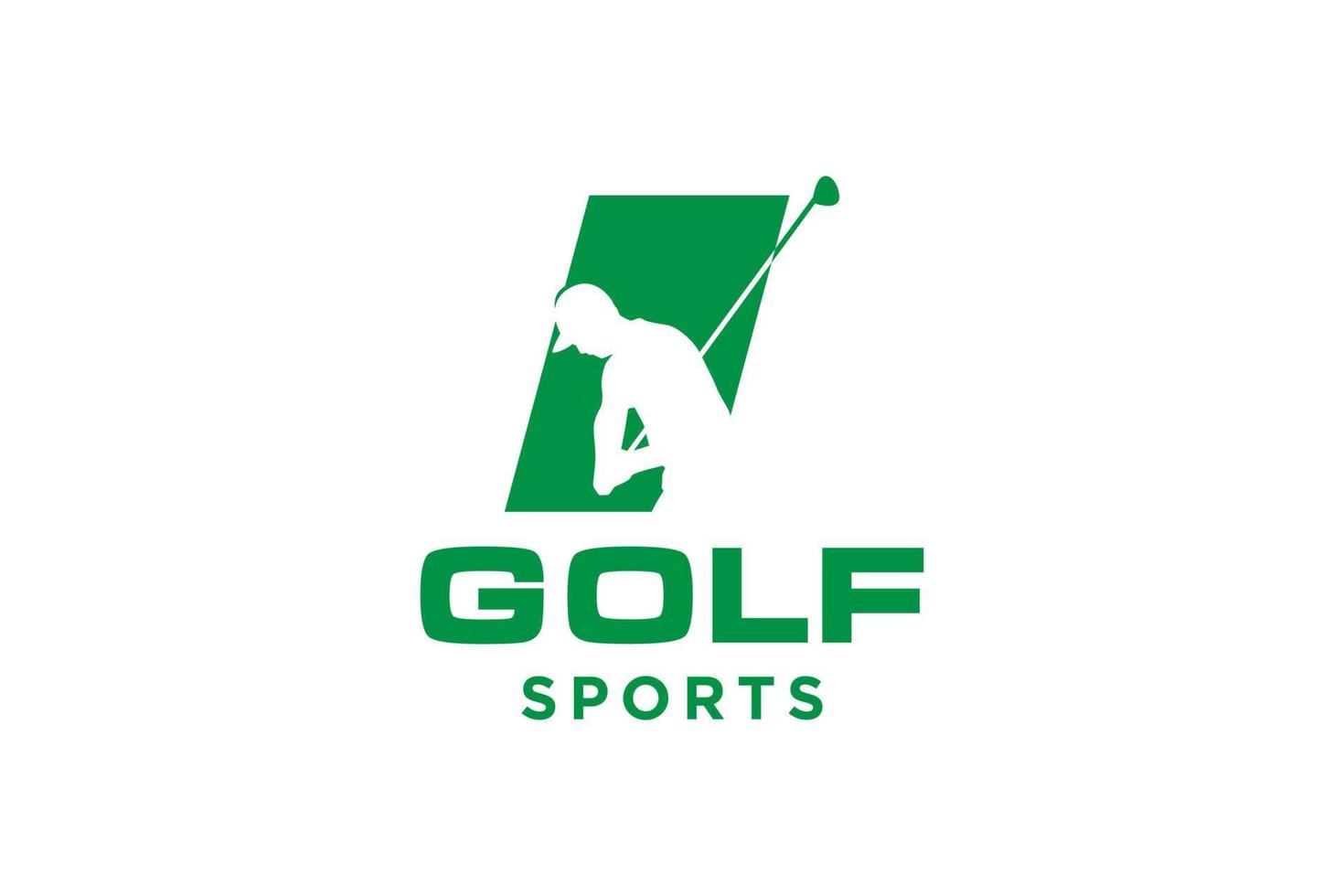 logotipo de icono de letra del alfabeto i para plantilla de vector de diseño de logotipo de golf, etiqueta vectorial de golf, logotipo de campeonato de golf, ilustración, icono creativo, concepto de diseño