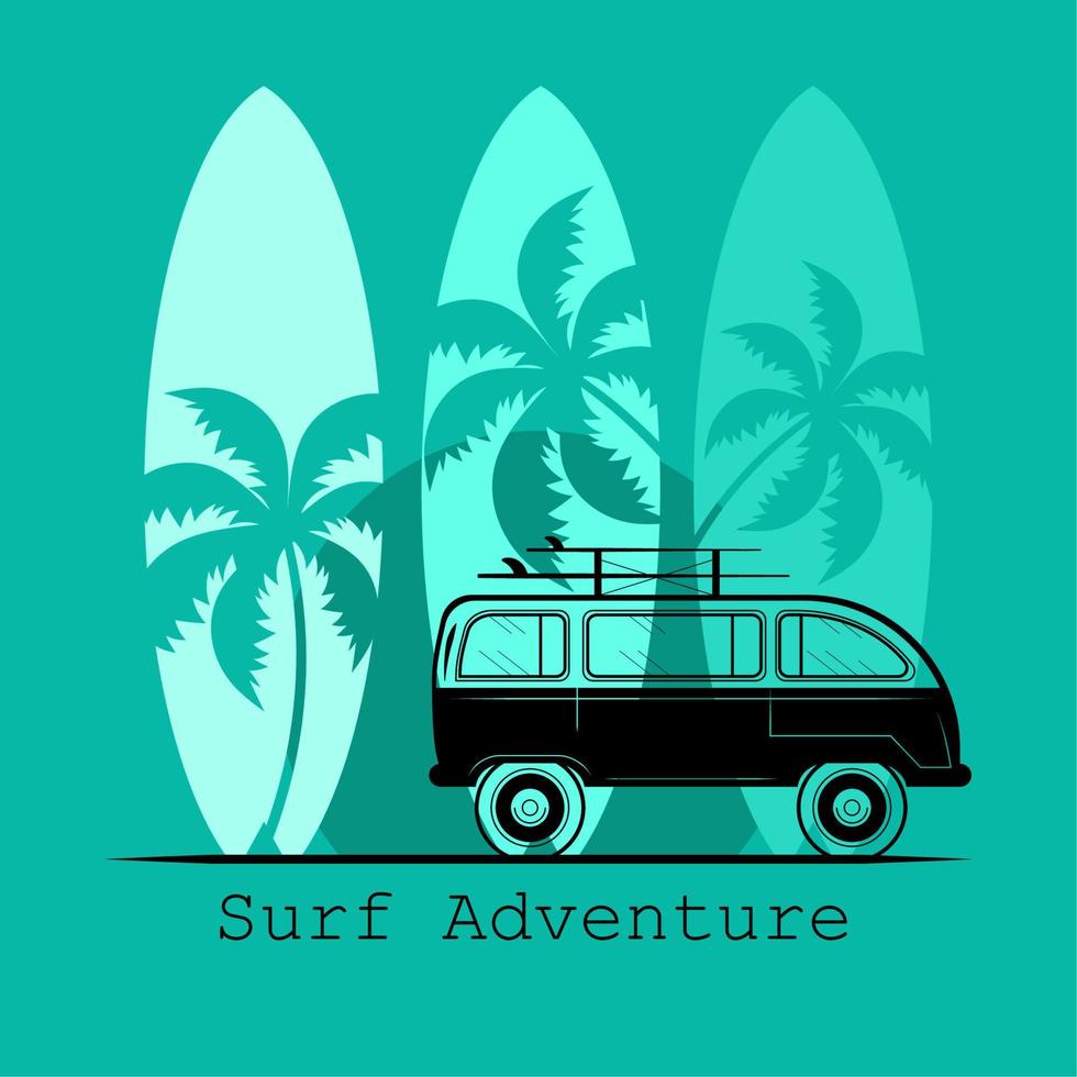 beach palm and car vector