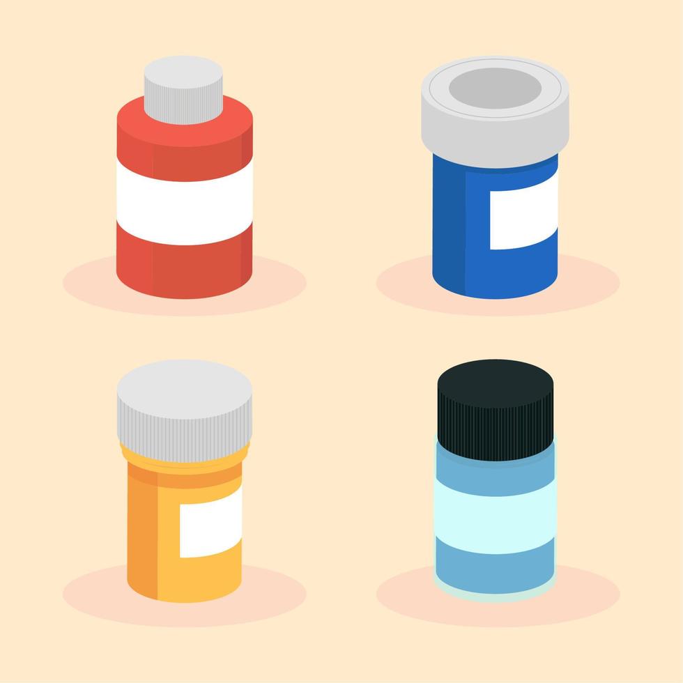 set of medical bottles vector