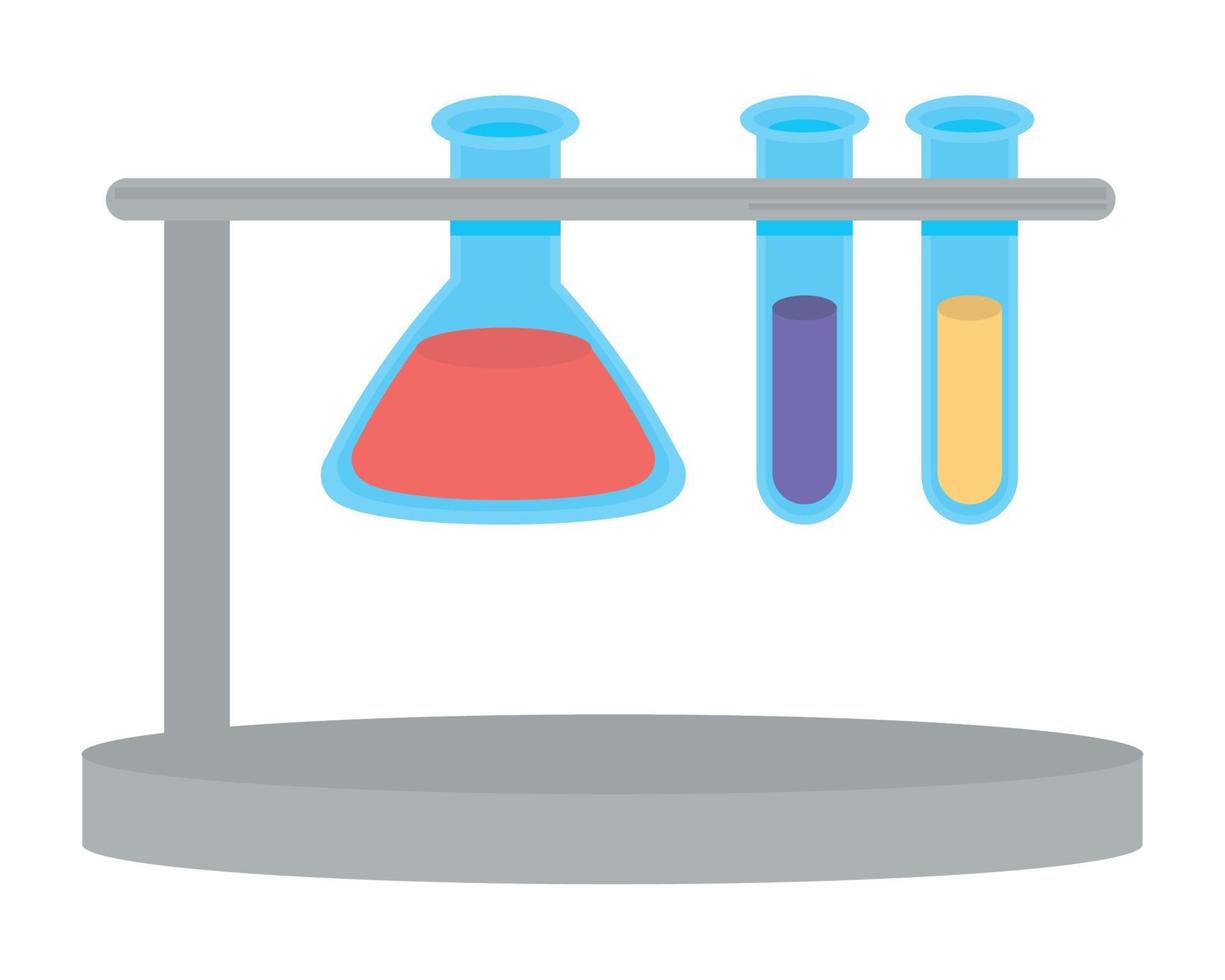 chemical flasks on rack vector