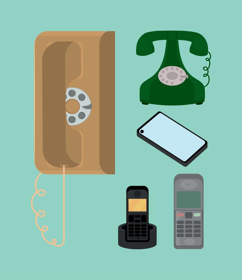 icons telephone evolution vector