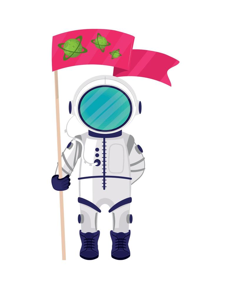 astronauta espacial con bandera vector