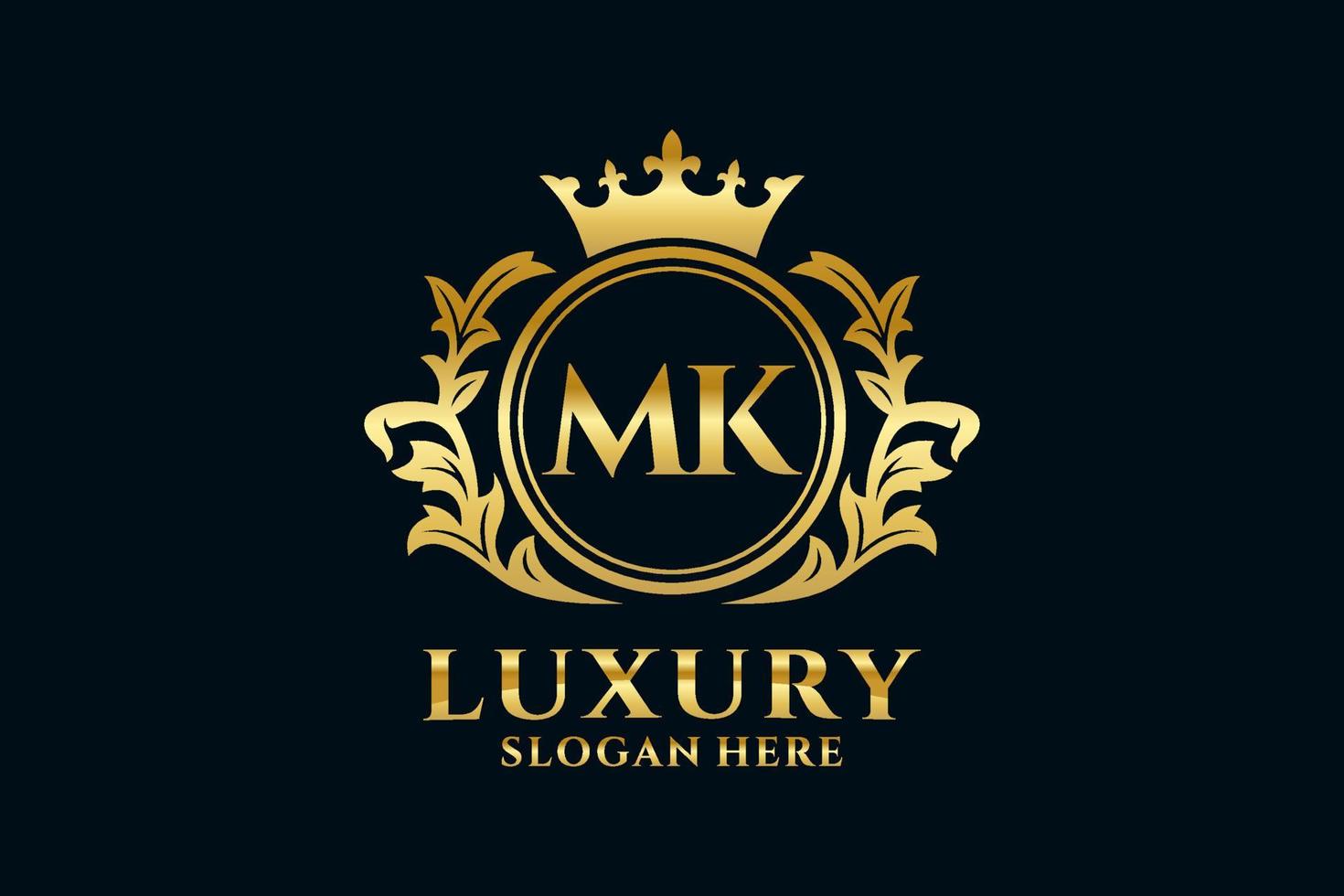 Initial MK Letter Royal Luxury Logo template in vector art for luxurious branding projects and other vector illustration.