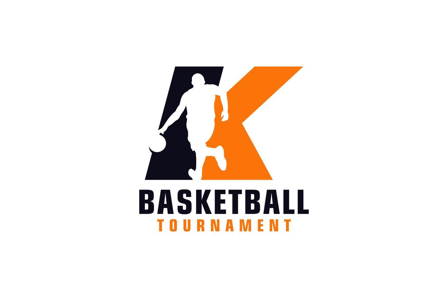 Letter K with Basketball Logo Design. Vector Design Template Elements for Sport Team or Corporate Identity.