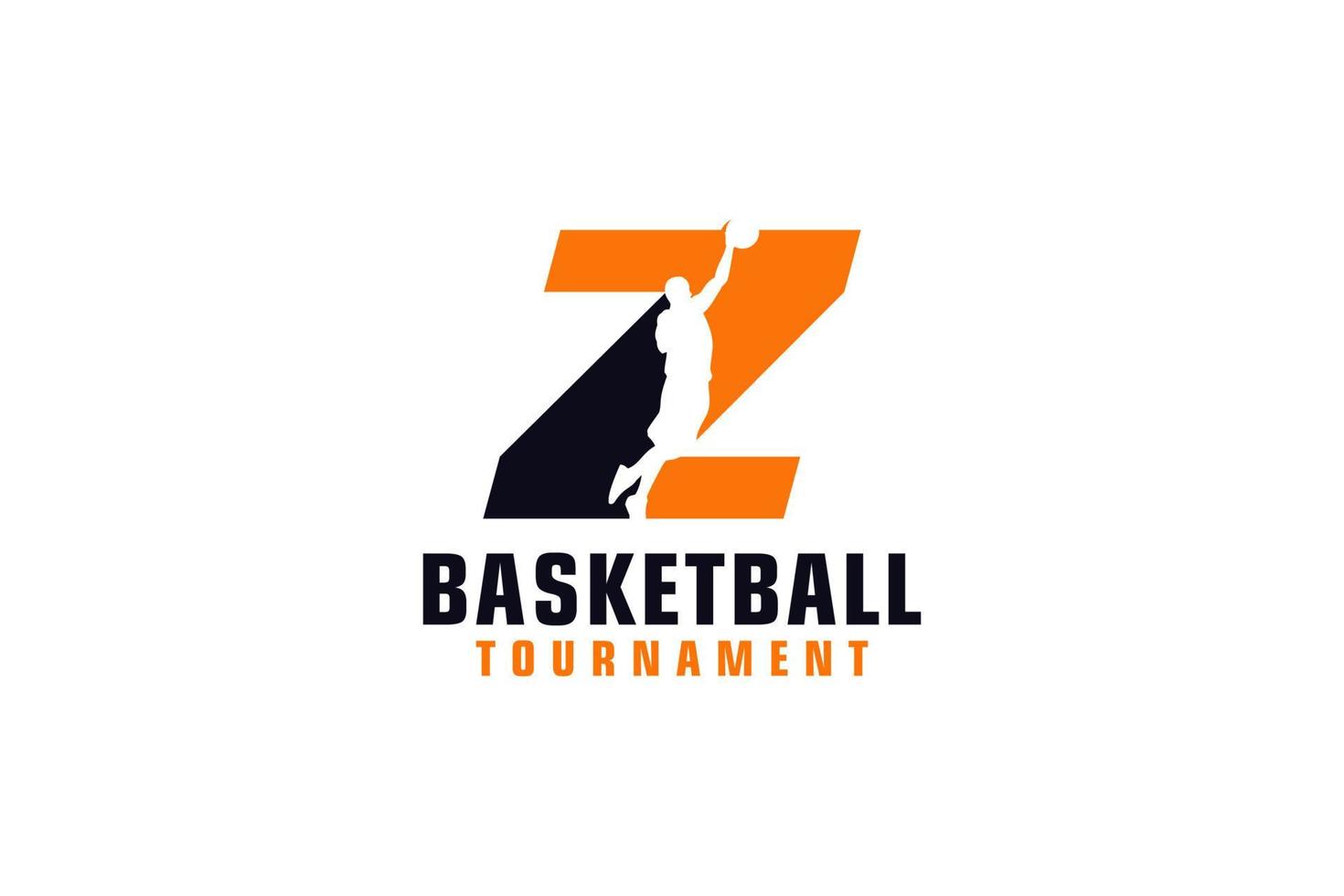 Letter Z with Basketball Logo Design. Vector Design Template Elements for Sport Team or Corporate Identity.