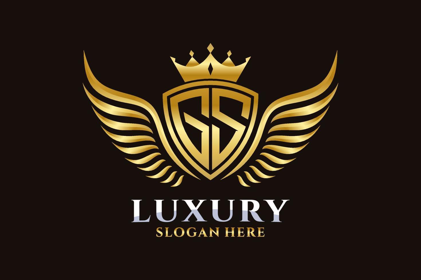 Luxury royal wing Letter GS crest Gold color Logo vector, Victory logo, crest logo, wing logo, vector logo template.