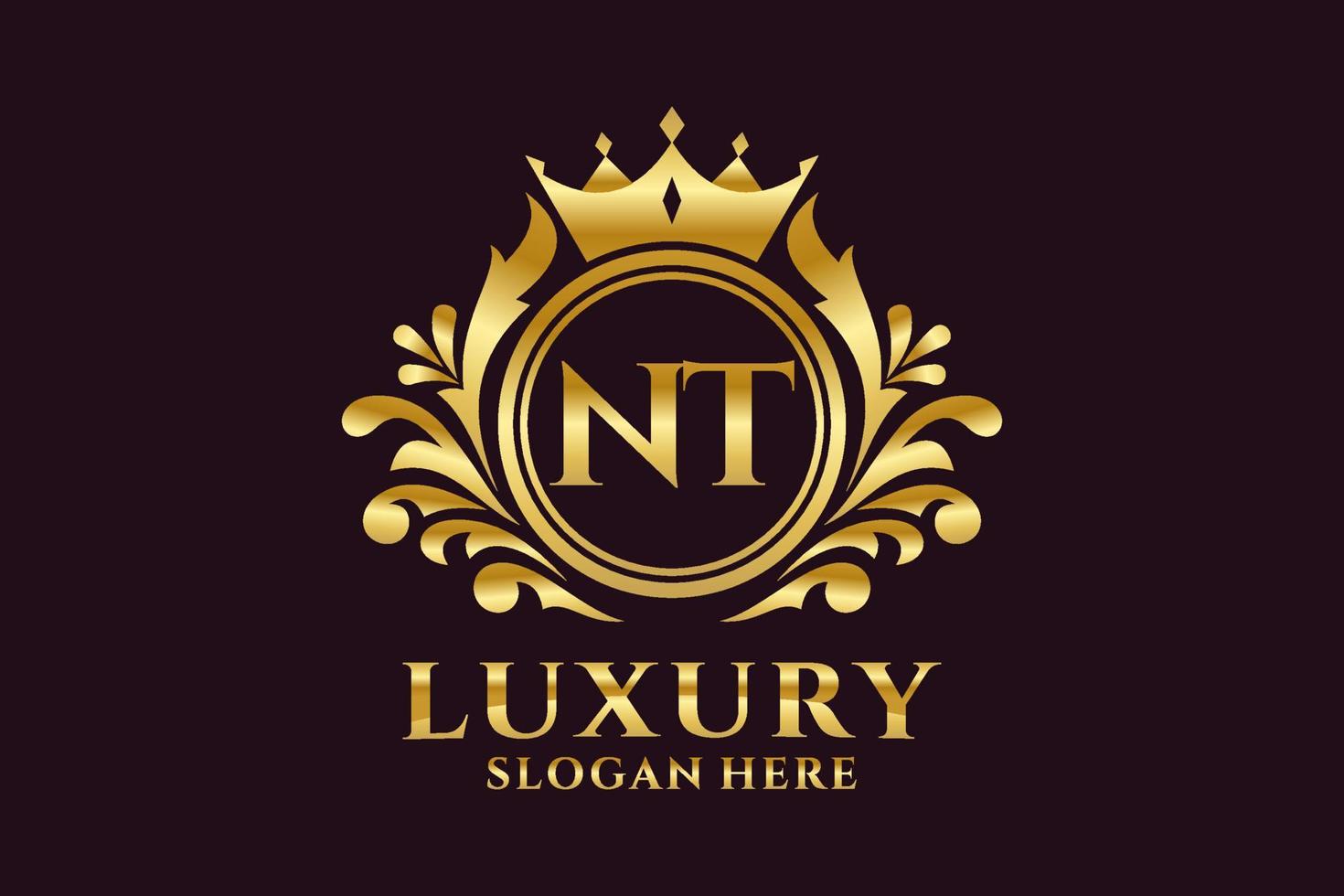 Initial NT Letter Royal Luxury Logo template in vector art for luxurious branding projects and other vector illustration.