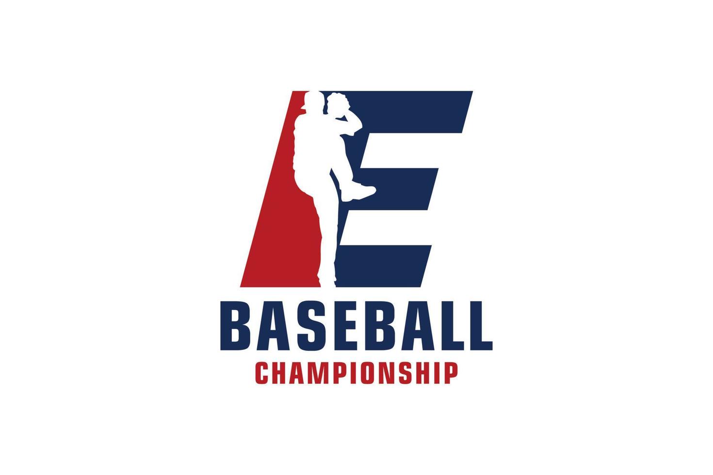 letra e con diseño de logotipo de béisbol. elementos de plantilla de diseño vectorial para equipo deportivo o identidad corporativa. vector