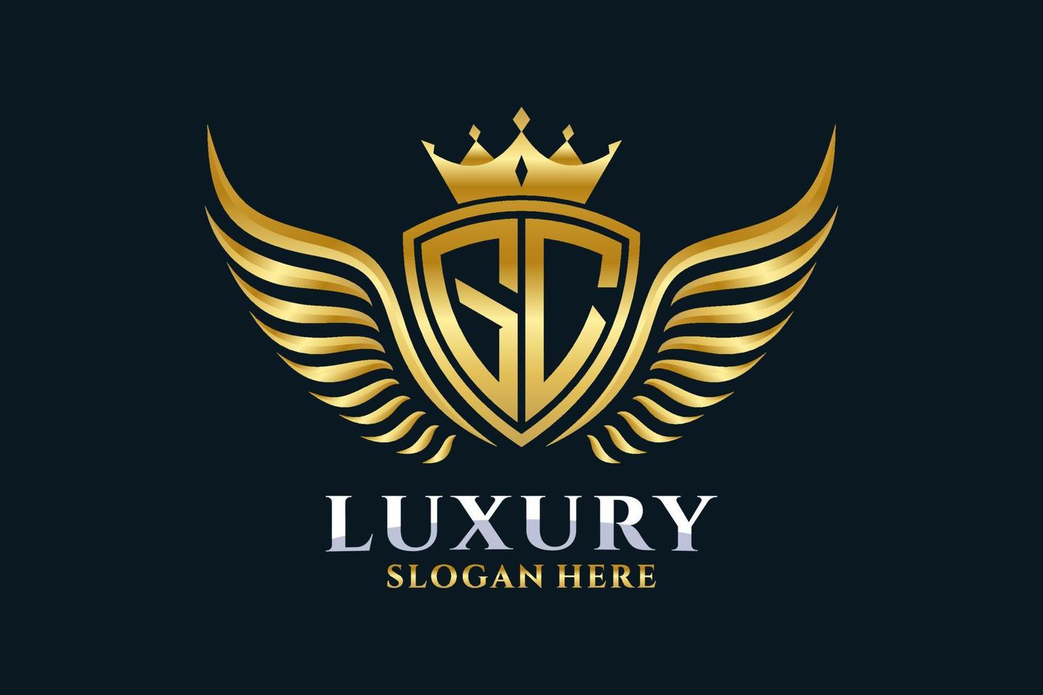 Luxury royal wing Letter GC crest Gold color Logo vector, Victory logo, crest logo, wing logo, vector logo template.