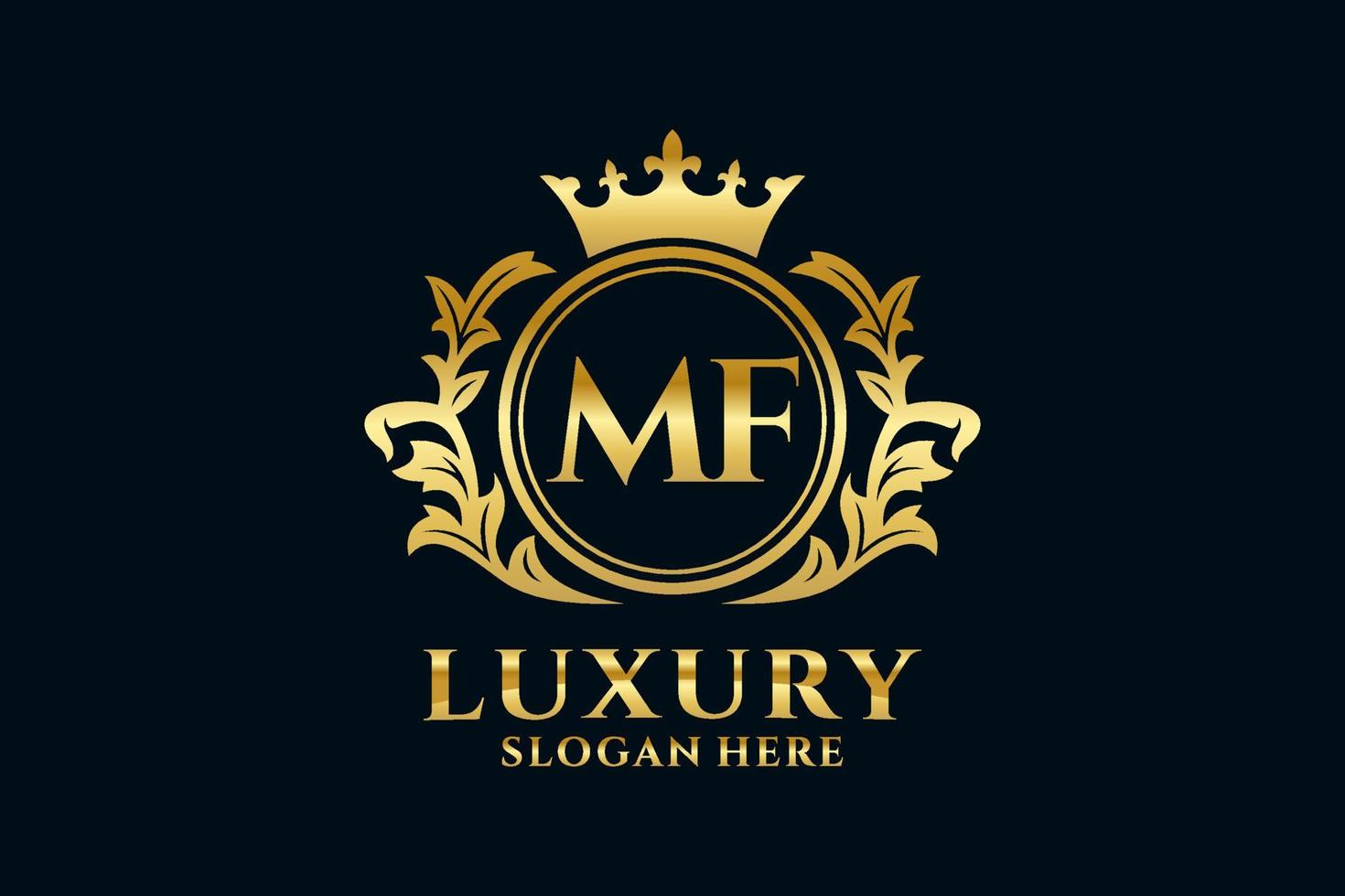 Initial MF Letter Royal Luxury Logo template in vector art for luxurious branding projects and other vector illustration.